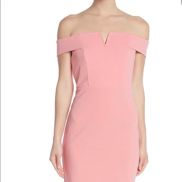 Love by Design Off-The-Shoulder Wired Notch Midi Dress - Geranium Pink at Nordstrom Rack